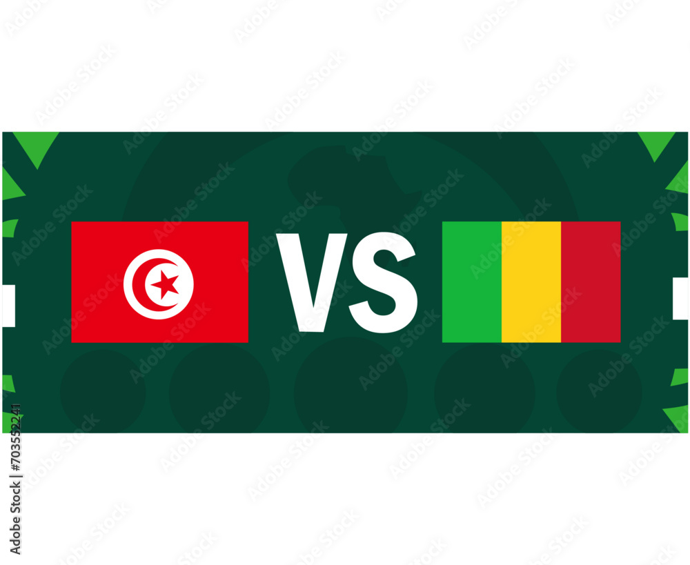 Tunisia And Mali African Flags Nations 2023 Group E Teams Countries African Football Symbol Logo Design Vector Illustration Tunisia And Mali African Flags Nations 2023 Group E Teams Countries African Football Symbol Logo Design Vector Illustration