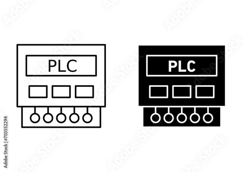 PLC outline icon collection or set. PLC Thin vector line art
