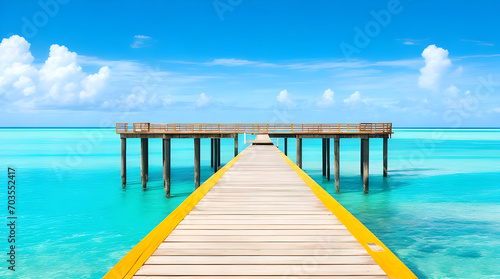 A wooden bridge over the sea Ai Generated