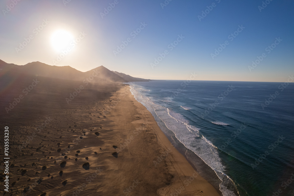 Aerial view of Cofete beach at Fuerteventura