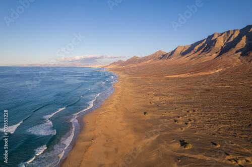 Aerial view of Cofete beach at Fuerteventura