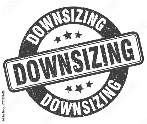 downsizing stamp. downsizing label. round grunge sign