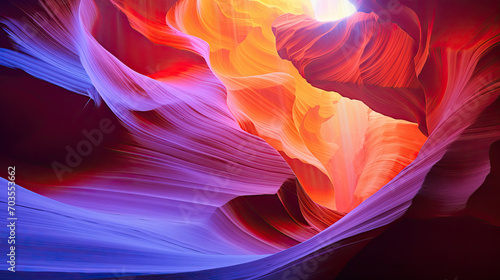 beautiful landscape view of artistic lower Antelope Canyon Arizona with golden sunlight created with Generative AI Technology