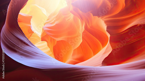 beautiful landscape view of artistic lower Antelope Canyon Arizona with golden sunlight created with Generative AI Technology