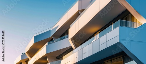 Geometric facade of modern residential building in Zaragoza, Aragon. photo