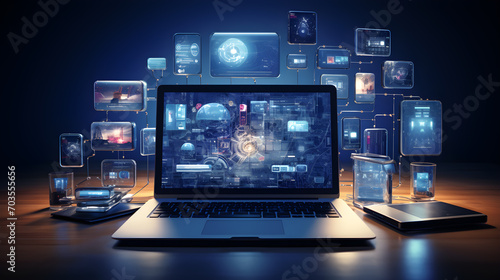 Wallpaper Mural computer with futuristic UX prototypes Torontodigital.ca