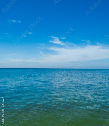 Landscape beautiful summer panoramal horizon look view tropical shore open sea beach cloud clean and blue sky background calm nature ocean wave water nobody travel at thailand chonburi sun day time
