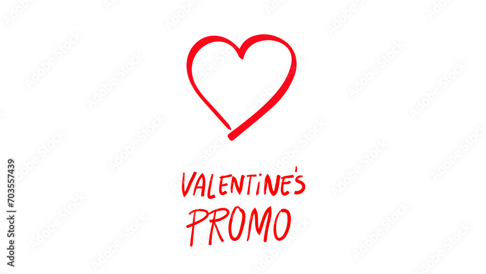 Valentine’s promo.  Banner with heart, on white background 