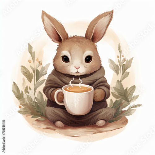 Espresso Ears - Cute Bunny with Coffee Cup