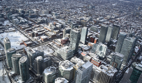 Photography Winter in the city, aerial view of Toronto