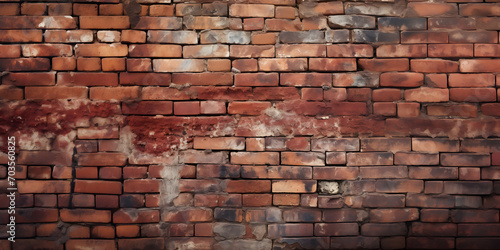 red brick wall, wide panorama of masonry, brick background, old brick