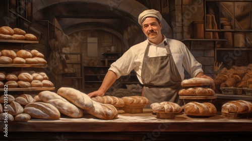 Portrait of baker in the bakery, food concept