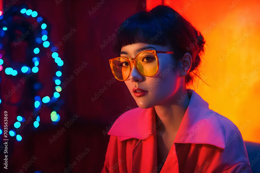 Asian woman with big glasses Asian woman with big glasses