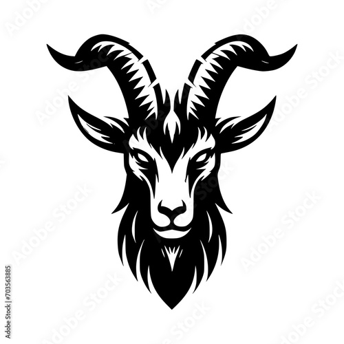 Vector logo of an evil skeleton. black and white logo of a scary goat skull. professional logo for tattoos, emblems, logos