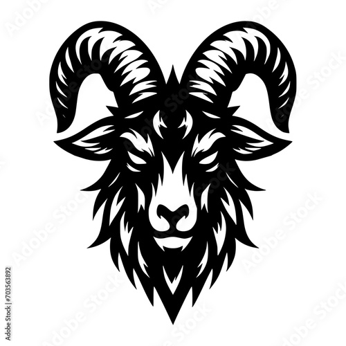 Vector logo of an evil skeleton. black and white logo of a scary goat skull. professional logo for tattoos, emblems, logos