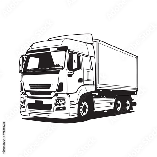 truck shipping car vector illustration black and white