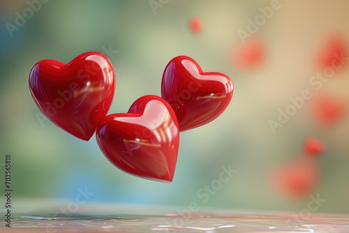 Red hearts on a bokeh background