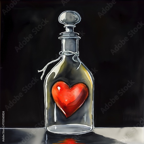 heart in glass