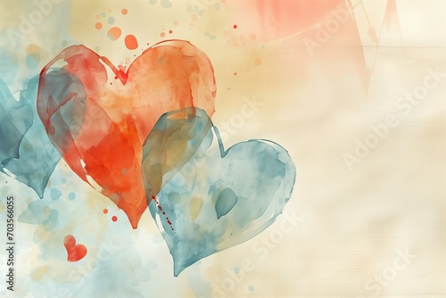 Abstract watercolor background with heart. AI generated.