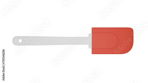 Red silicone scraper or spatula isolated on transparent and white background. Kitchen concept. 3D render photo