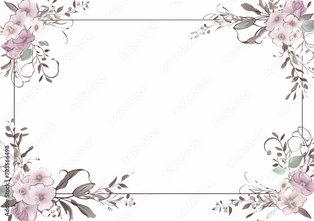 elegant floral framed wedding invitation background with white copy space