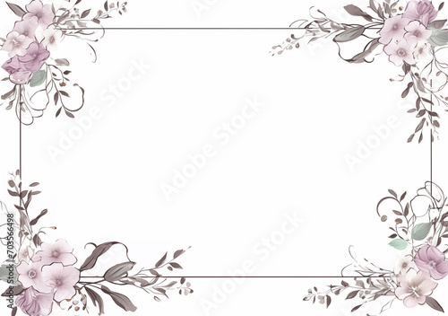 elegant floral framed wedding invitation background with white copy space