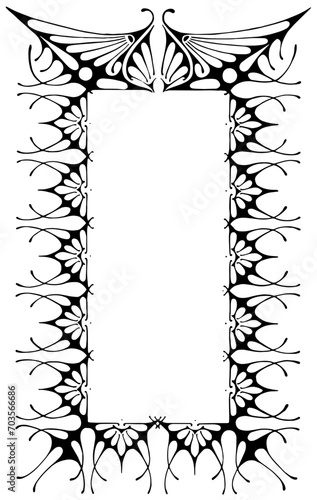 Handrawn curly and organic ornamented borders and graphic design resources for film titles, posters or food menu cards, vintage style, real antique