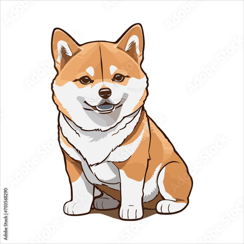 vector illustration cute shiba inu dog