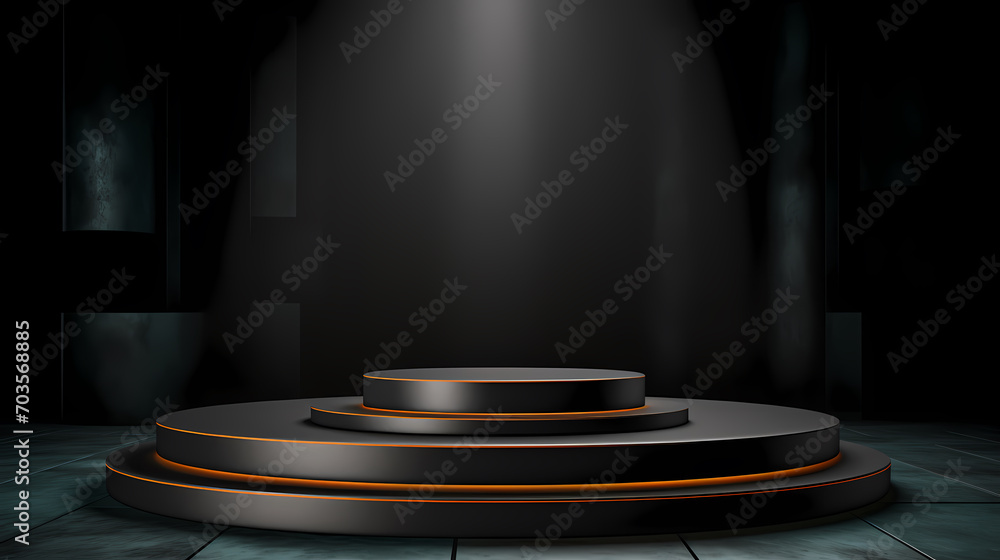 Obraz premium Simple product booth, podium, stage, product commercial photography background, cosmetics booth, 3D rendering
