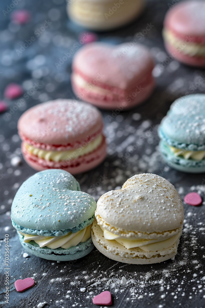 Romantic Gift Banner Macaroons Hearts