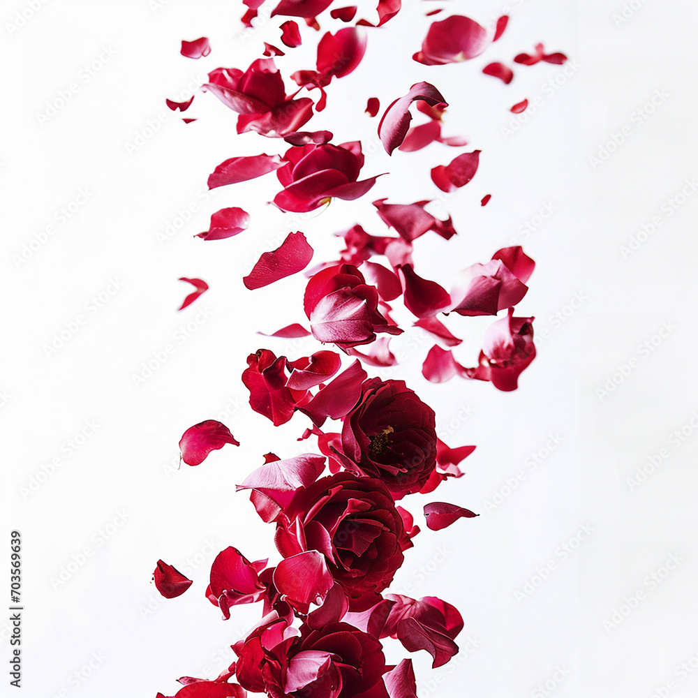 Rose Petals on White Background Romantic Rose Petals on White Background Romantic