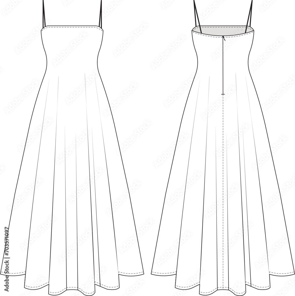 shoulder spaghetti straps midi maxi long flared a line dress template shoulder spaghetti straps midi maxi long flared a line dress template