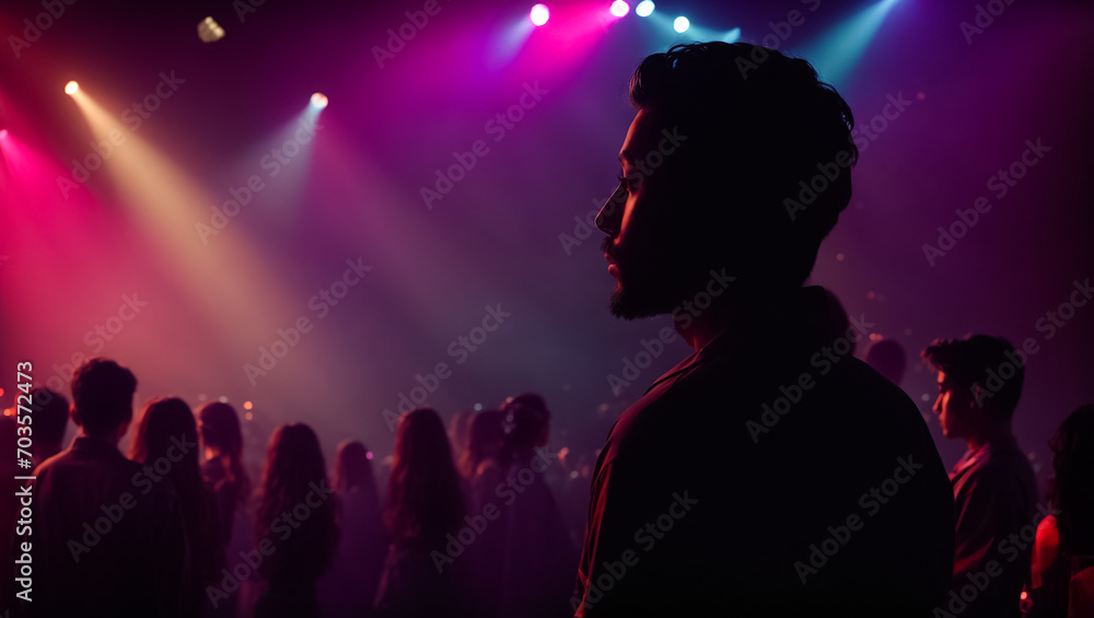 Silhouettes of people at a disco