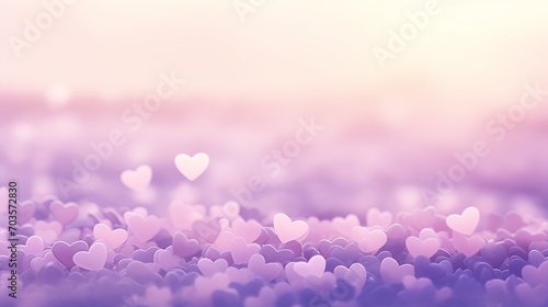 Valentines Day Heart. Geometric Fantasy Abstract with 3D Pink Bokeh Background and Copy Space. Banner photo
