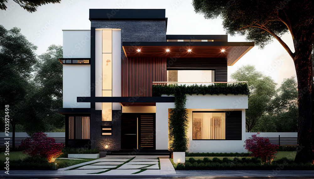 Latest Modern Style Duplex Home Exterior Design Ai generated image