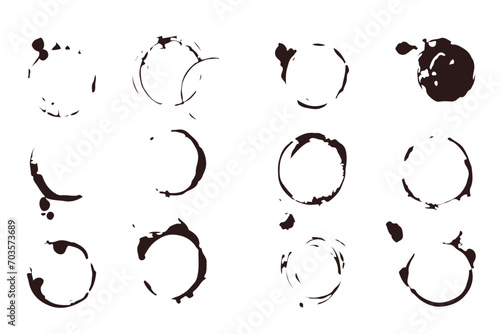 Set or collection of coffee / wine stains. Vector illustration 