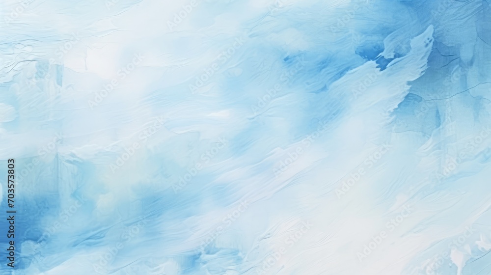 light blue watercolor texture with abstract washes and brush strokes on the white paper background, copy space, 16:9