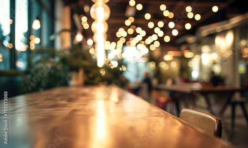 Cafe blurred background with bokeh. Defocused image for design template