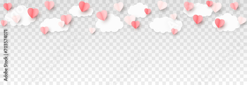 Paper hearts png. Paper confetti in the shape of a heart for Valentine's Day. Paper hearts with clouds png. Mothers Day. March 8.