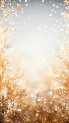 abstract christmas frame of glittering gold tinsel with blurred background © FrequentArt