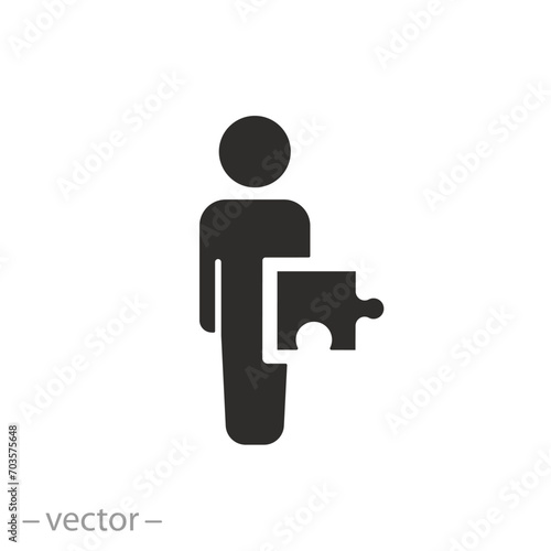 integral part of the team icon, man with puzzle, right link, community puzzle, flat symbol - vector illustration