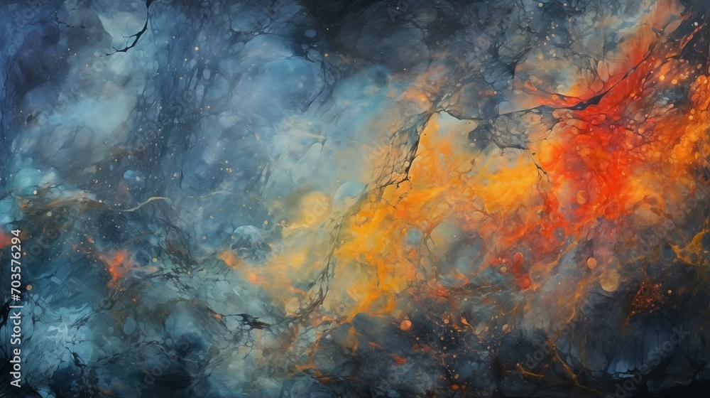 Abstract Blue and Orange Mysterious Space Canvas Painting Wallpaper Background Abstract Blue and Orange Mysterious Space Canvas Painting Wallpaper Background