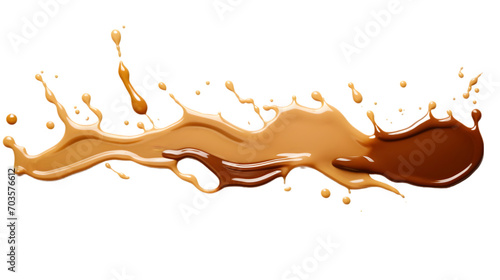 chocolate spill on transparent, white background