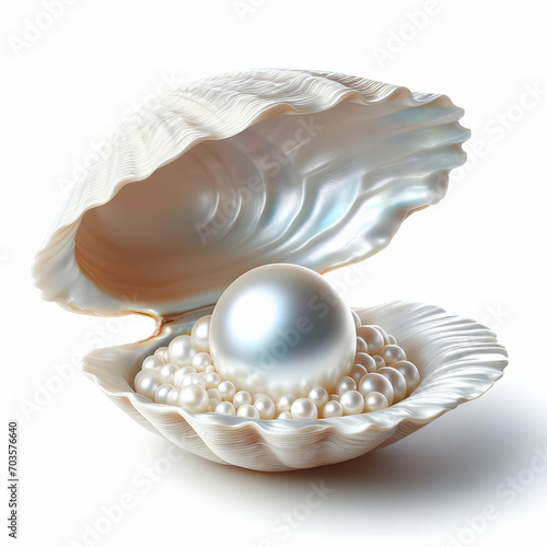 pearl necklace and shell