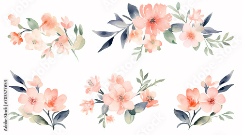 Floral frame with watercolor flowers, decorative flower background pattern, watercolor floral border background