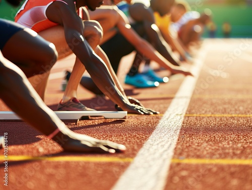 The Thrill of the Race: Athletes Primed at the Starting Line