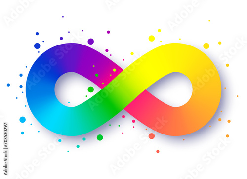 Autistic Pride Day. Colorful rainbow infinity. Rainbow Infinity symbol. Infinity sign color spectrum. Rainbow gradient in the shape of the infinity sign. Neurodiversity Symbol photo