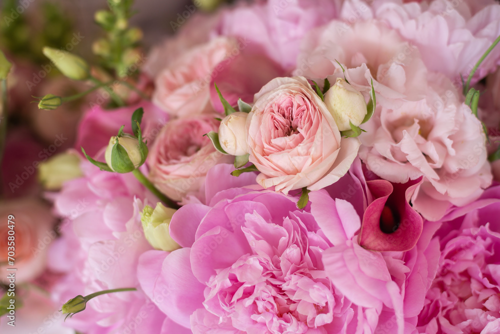 Fototapeta premium Bouquet of flowers for March 8. Bouquet of roses for Valentine's Day