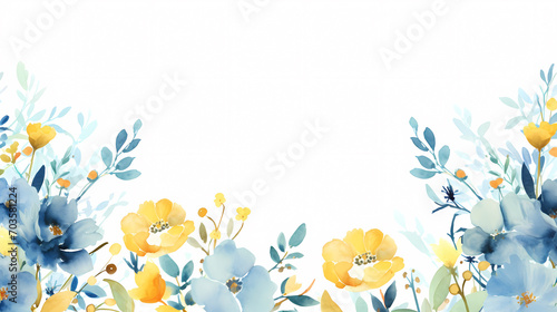 Floral frame with watercolor flowers, decorative flower background pattern, watercolor floral border background