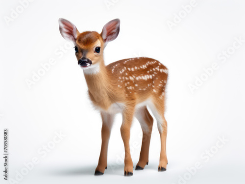 Cute brown baby deer isolated on white background
